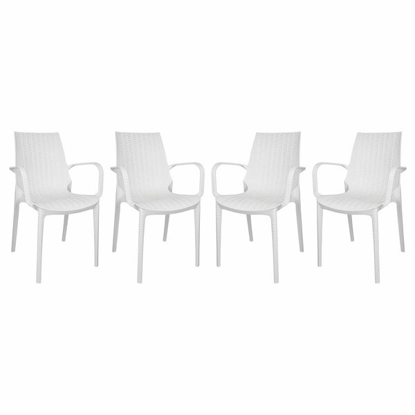 Patio Trasero Kent Outdoor Dining Arm Chair, White - Set of 4 PA3034453